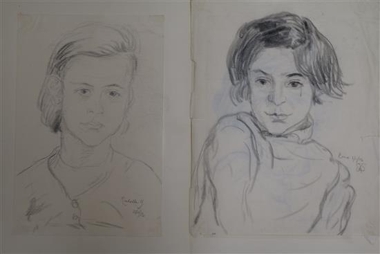 Eileen Alice Soper (1905-1990), eight pencil portraits of children, 1951-52, approx. 38cm x 25.5cm